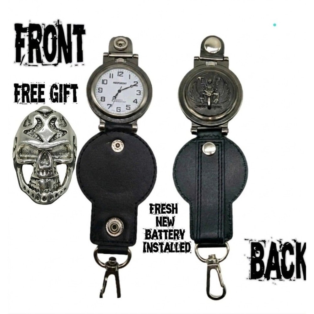 Independent Quartz Pocket Watch - American Spirit Motorcycle Design - Free Gift